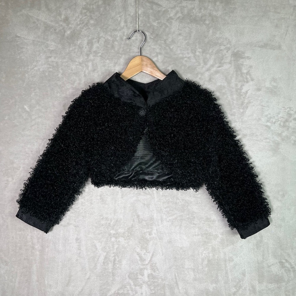 Black Textured Bolero Shrug Gothic Victorian Cropped Jacket Handmade by Shenova